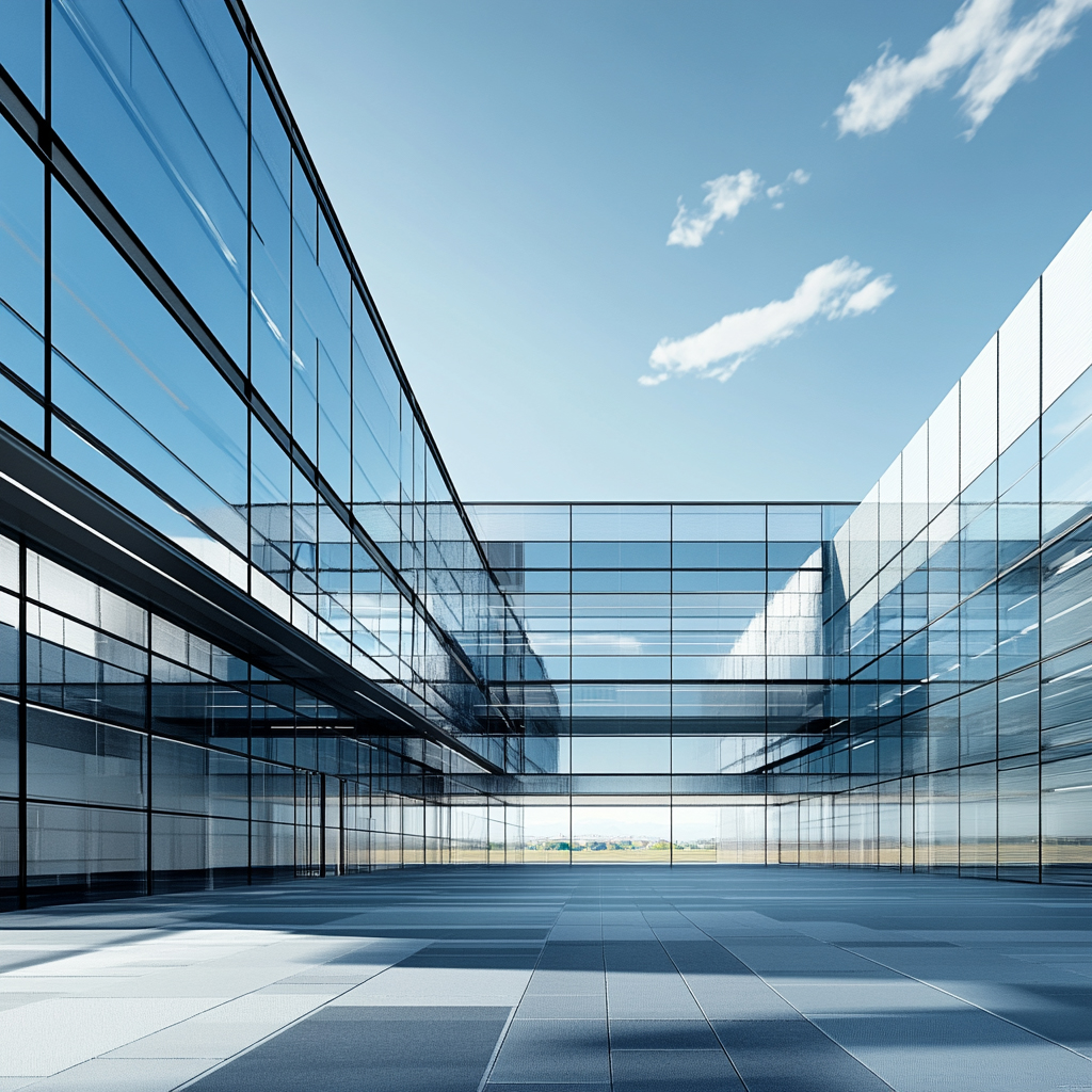 Moderne Glasfassade eines Gebäudes